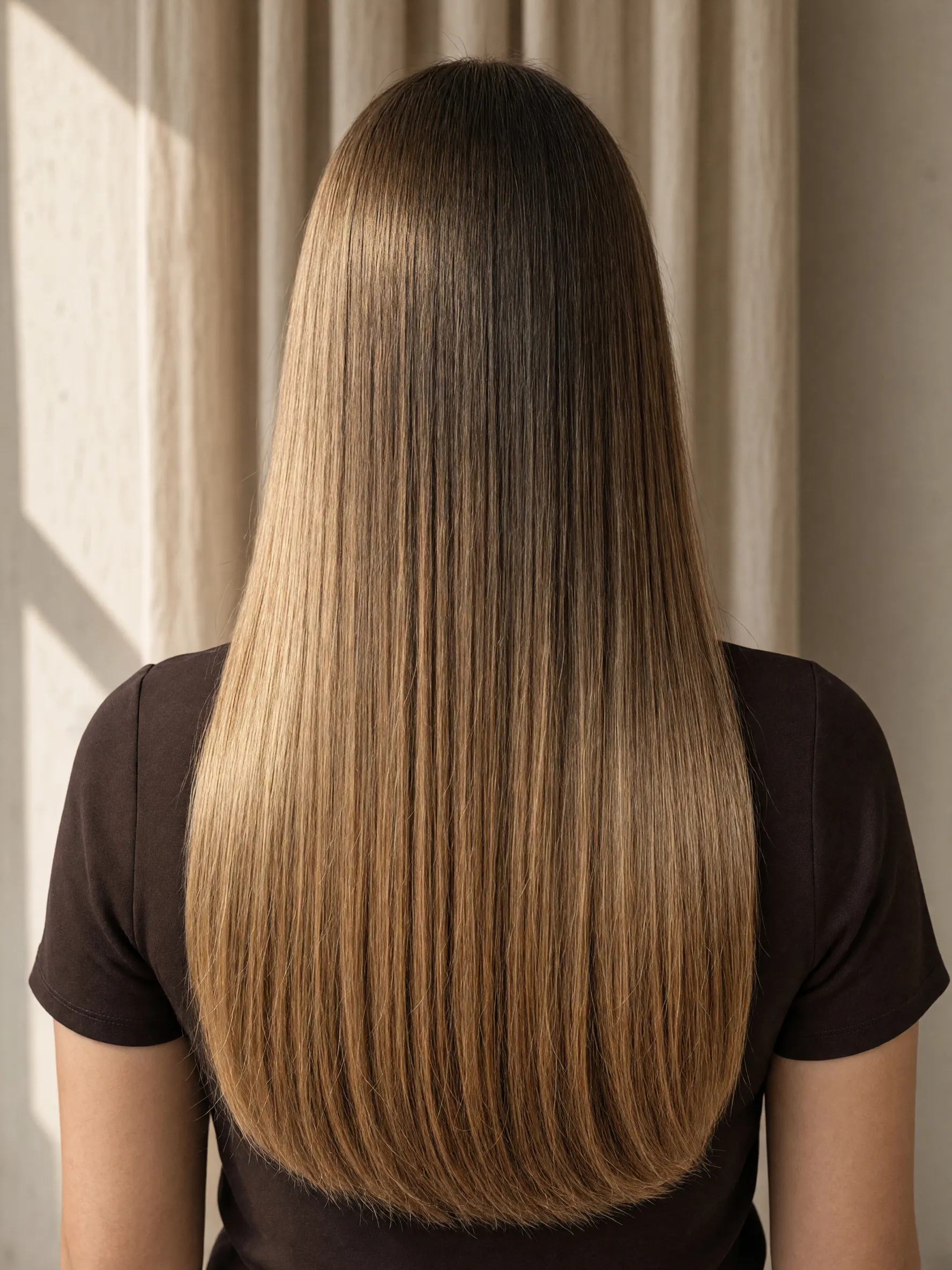 Hetzelfde achterhoofd met honingblonde balayage